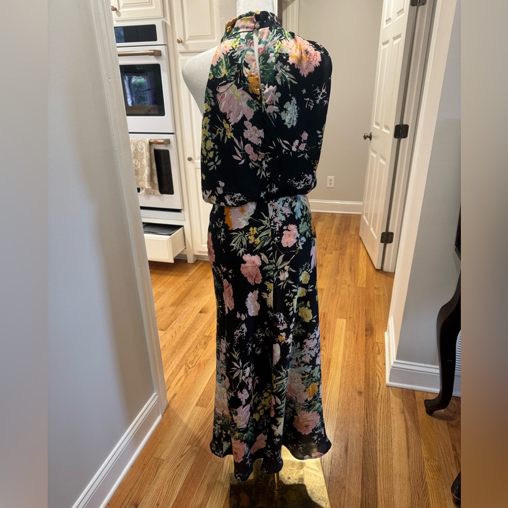 Floral Halter Neck Dress - Black and Multicolor - Picture 12 of 14